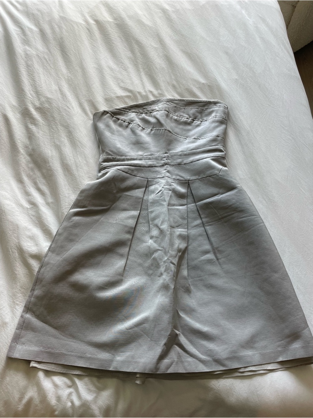Strapless Silver Cocktail Dress - Classic A-Line